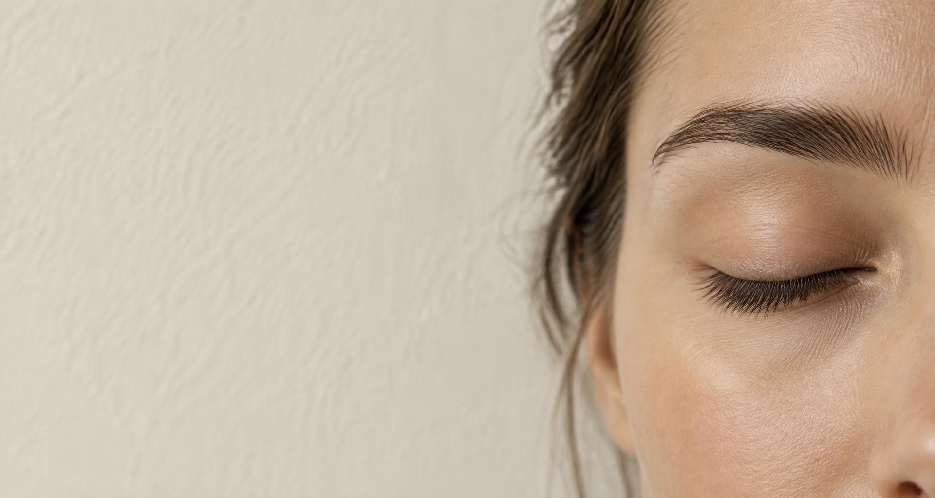 Illustrative close-up of a naturally shaped eyebrow in soft light